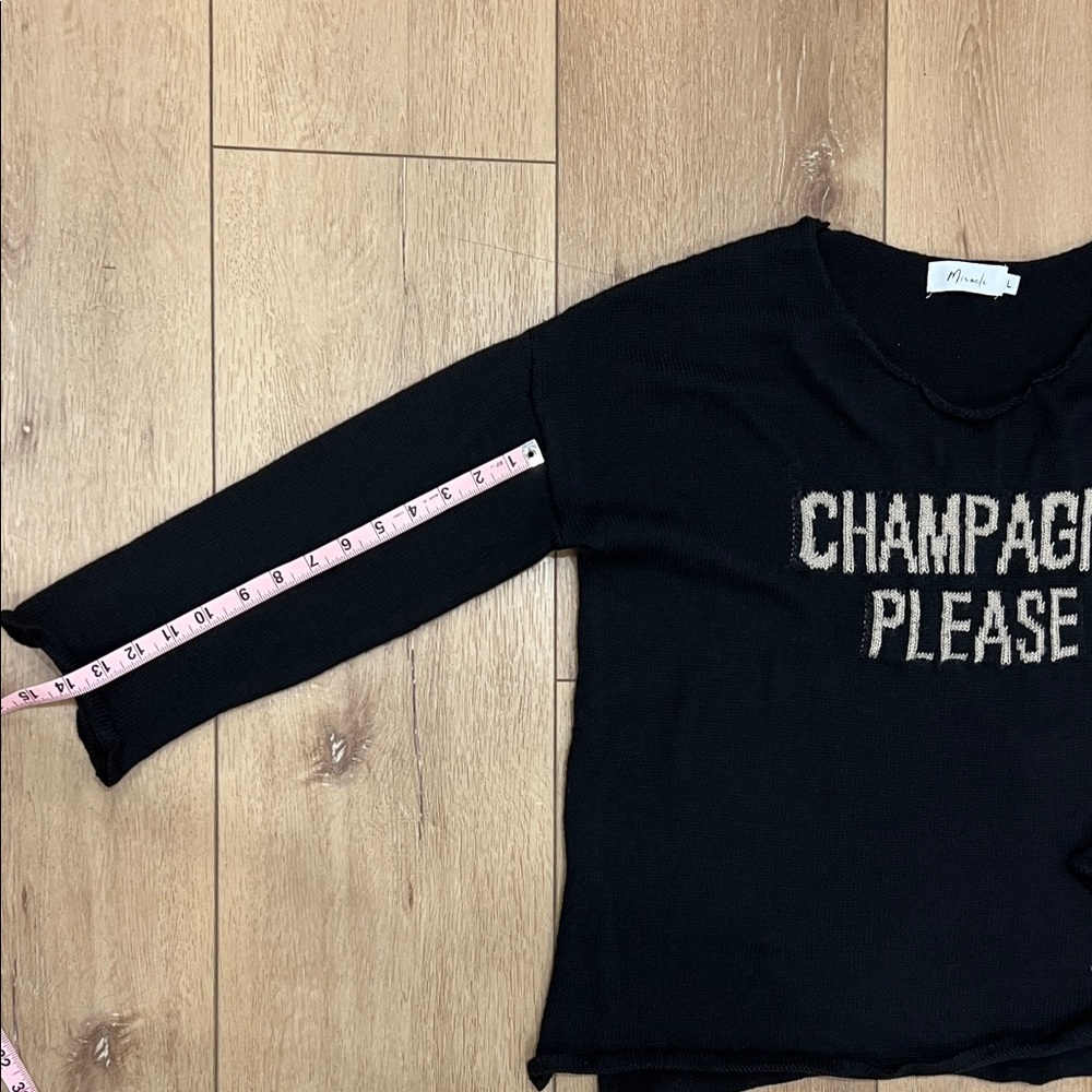 Black Sweater with 'Champagne Please' Text - Picture 4 of 4